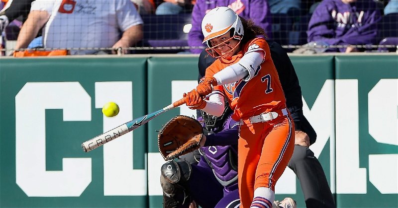 McKenzie Clark led off the Clemson offensive efforts with a home run in the first, her third of the season. (Merrell Mann photo)